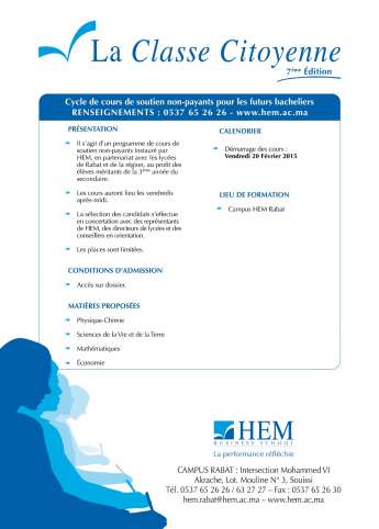 HEM - 7ème édition de la Classe Citoyenne à HEM Rabat.