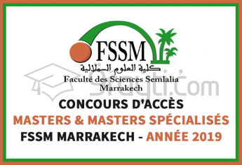 Concours d'accès aux cycles Masters et Masters Spécialisés à la Faculté des Sciences Semlalia Marrakech 2019
