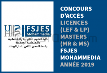 Concours d’accès aux Licences LEF et LP, Masters Recherche et Spécialisés à la FSJES Mohammedia 2019