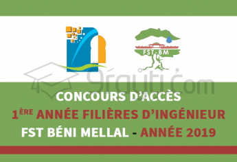 Concours d’accès en 1ère année des filières d’ingénieur à la FST Béni Mellal 2019