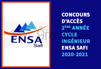 Concours d'accès en 2ème année du cycle d'ingénieur de l'ENSA Safi 2020-2021