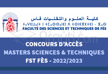 Concours d'accès aux Masters Sciences et Techniques de FST Fès 2022-2023