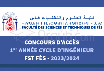 Concours 1re année cycle d'ingénieur de FST Fès 2023-2024