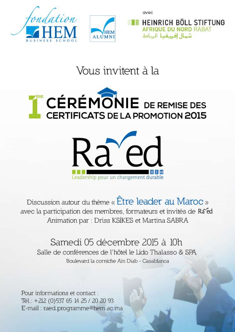 Fondation HEM - Cérémonie de remise des Certificats de la promotion Ra’ed 2015