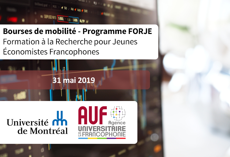 Bourse de mobilité de Programme Formation à la Recherche pour Jeunes Economistes (FORJE) 2019