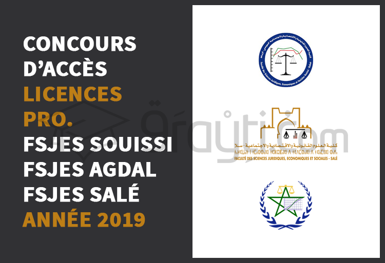Concours d’accès aux Licences Professionnelles à la FSJES Souissi, FSJES Agdal Rabat et FSJES Salé 2019