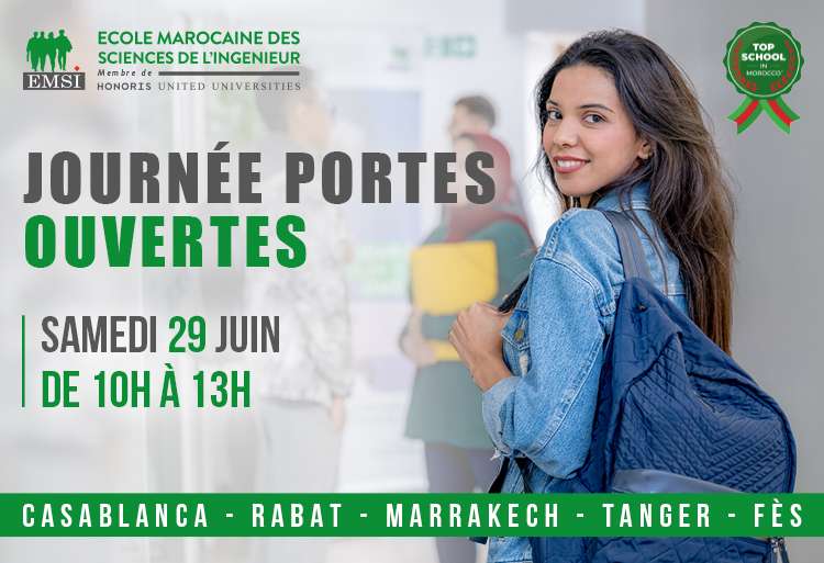 Invitation à la Journée Portes Ouvertes JPO de l'EMSI le 29 Juin 2024